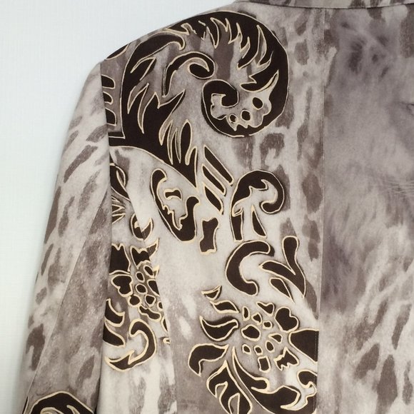 Gerry Weber Womens Jacket Blazer Sz 8 Gray Lion Tiger Print Long Sleeve Lined - Picture 4 of 10